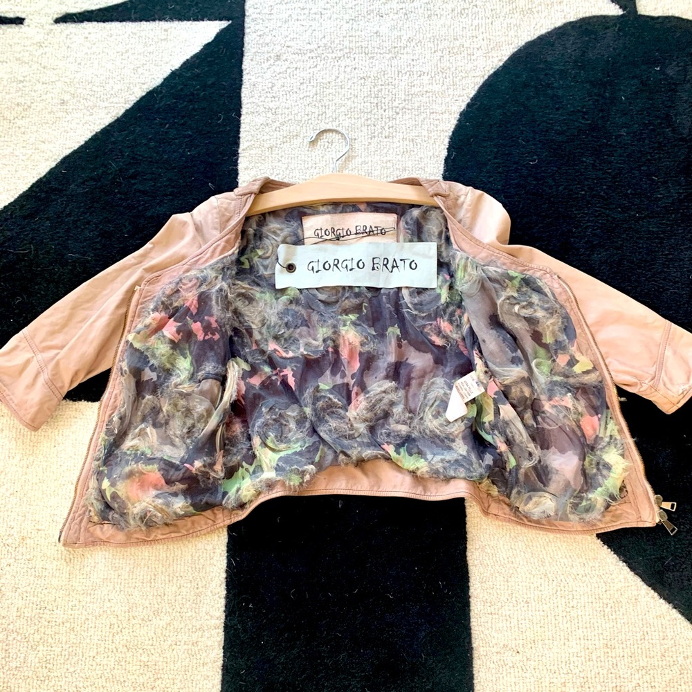 Giorgio Brato Cropped leather jacket size 44 pink